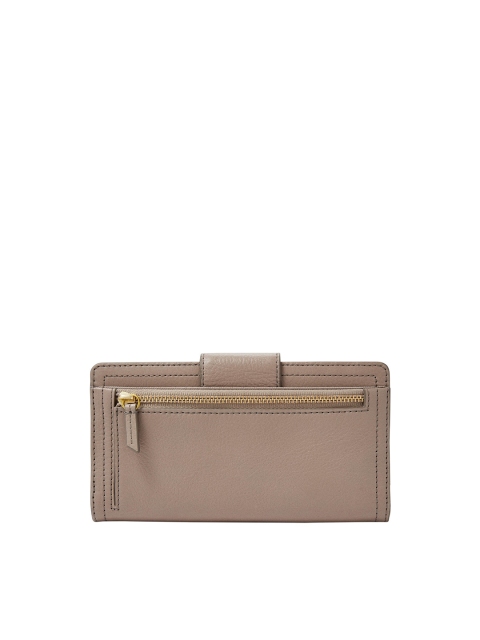 Fossil Women Grey Solid Leather Two Fold Wallet