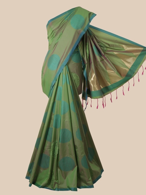Pothys Green & Blue Jute Silk Saree