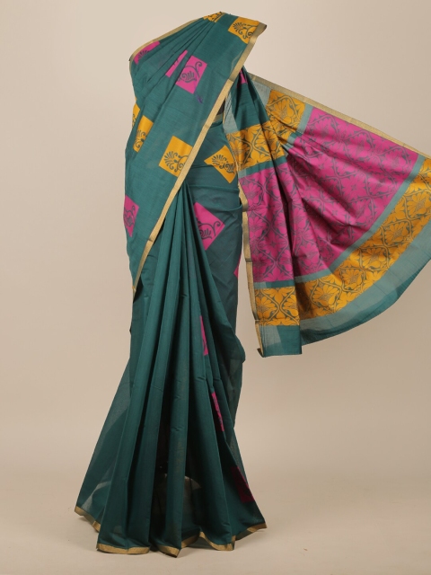 Pothys Green Floral Pure Cotton Saree
