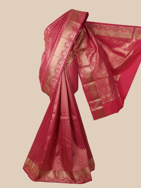 Pothys Pink & Gold-Toned Woven Design Pure Silk Saree