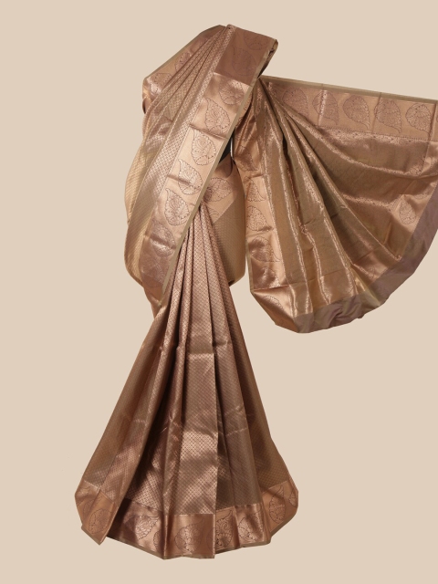 Pothys Cream-Colour & Gold-Toned Ethnic Motifs Zari Pure Silk Saree