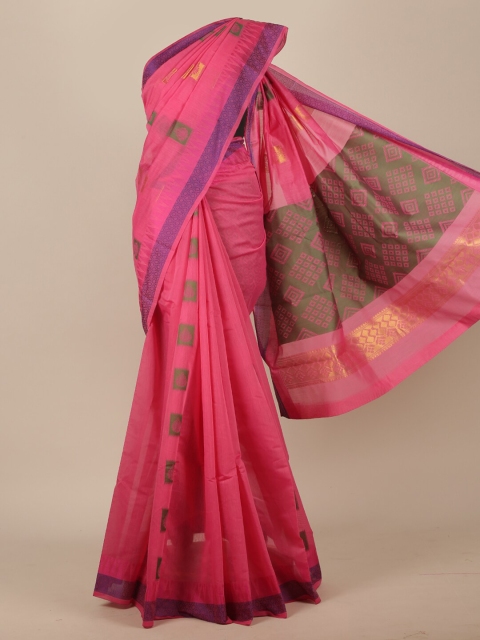 Pothys Pink Ethnic Motifs Pure Cotton Saree
