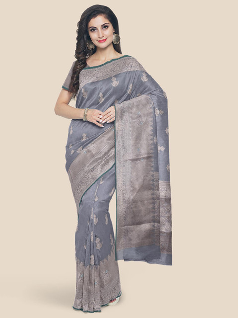 KLM Fashion Mall Grey & Turquoise Blue Woven Design Chanderi Saree
KLM Fashion Mall Grey & Turquoise Blue Woven Design Chanderi Saree