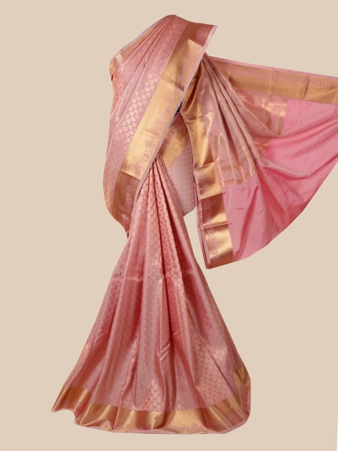 Pothys Pink & Gold-Toned Woven Design Zari Pure Silk Saree