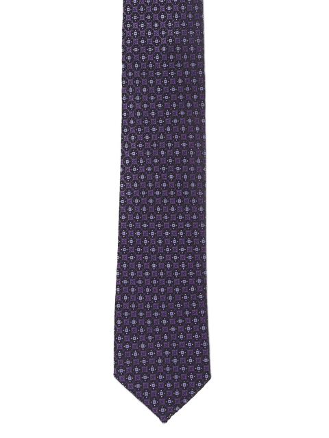 Van Heusen Men Purple & Black Woven Design Broad Tie
