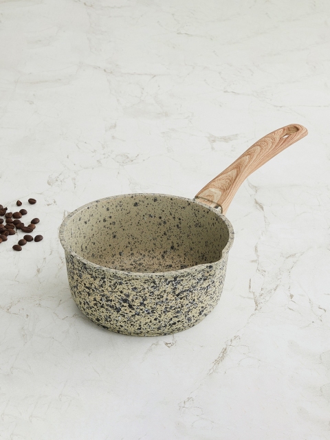 Home Centre Beige & Black Granite Sauce Pot With TPR Wooden Handle