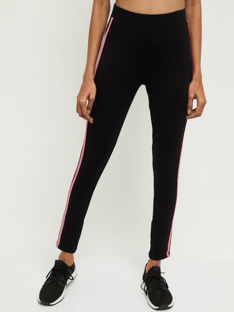 max Women Black Solid Track Pants
