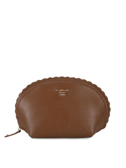 Da Milano Brown Solid Travel Accessory Pouch