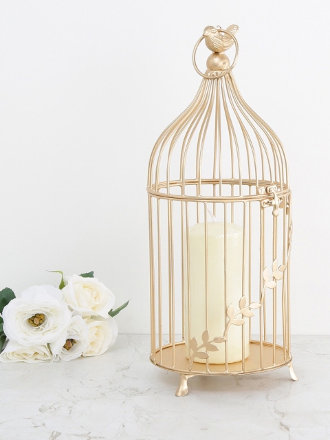 Home Centre Gold-Toned Athena Deco Bird Cage Showpiece
