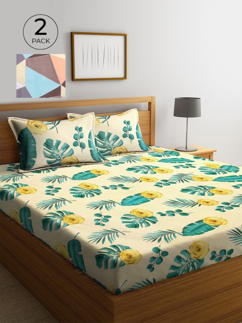 KLOTTHE Off Yellow & Blue Floral 210 TC 2 King Bedsheet with 4 Pillow Covers, Off white
KLOTTHE Off Yellow & Blue Floral 210 TC 2 King Bedsheet with 4 Pillow Covers, Off white