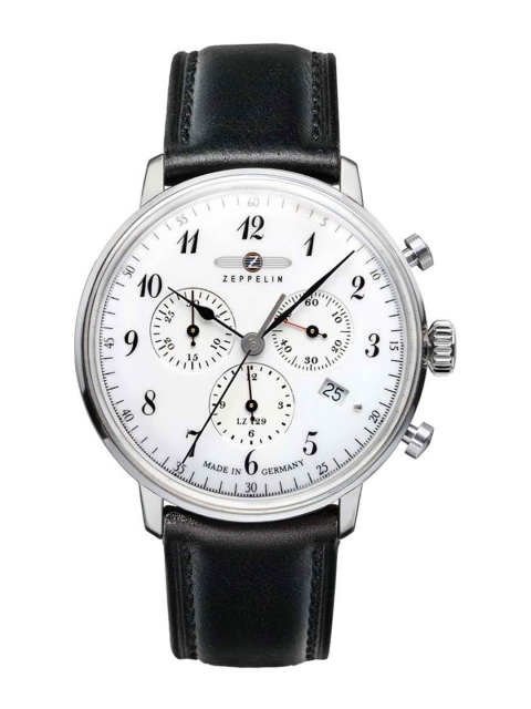 ZEPPELIN Men White Skeleton Dial & Black Leather Textured Straps Analogue Watch
