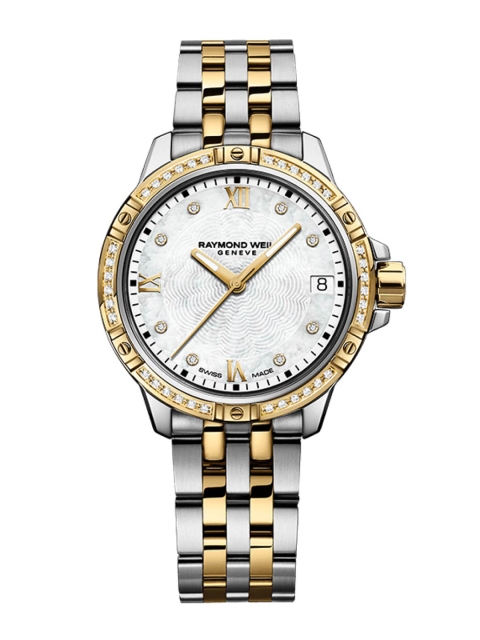 Raymond Weil Women Gold-Toned Embellished Dial & Multicoloured Stainless Steel Bracelet Style Straps Watch, Silver
Raymond Weil Women Gold-Toned Embellished Dial & Multicoloured Stainless Steel Bracelet Style Straps Watch, Silver