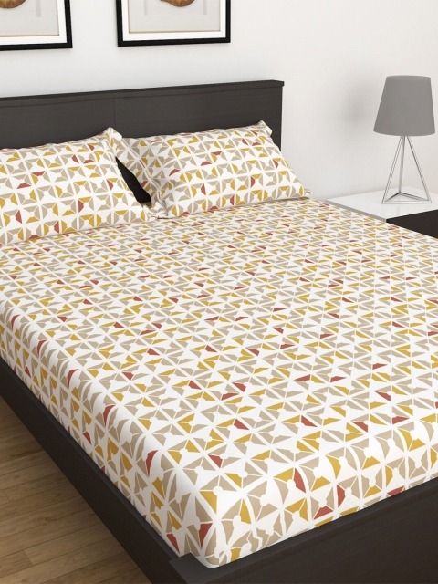 Home Centre My Bedding 154 TC Printed Double Bedsheet Set, White