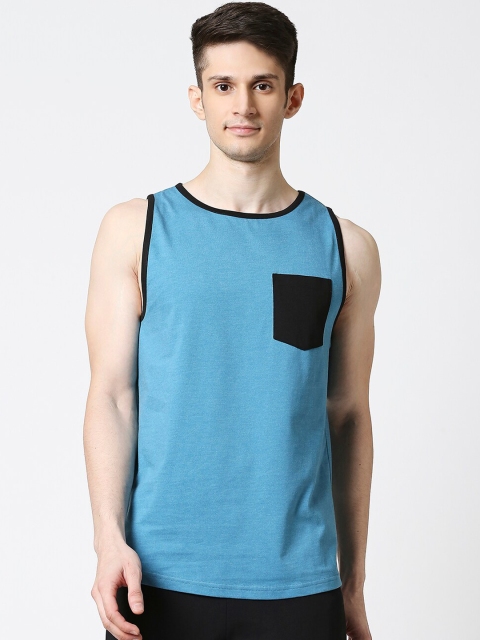 Bewakoof Men Blue Solid Cotton Innerwear Vest
