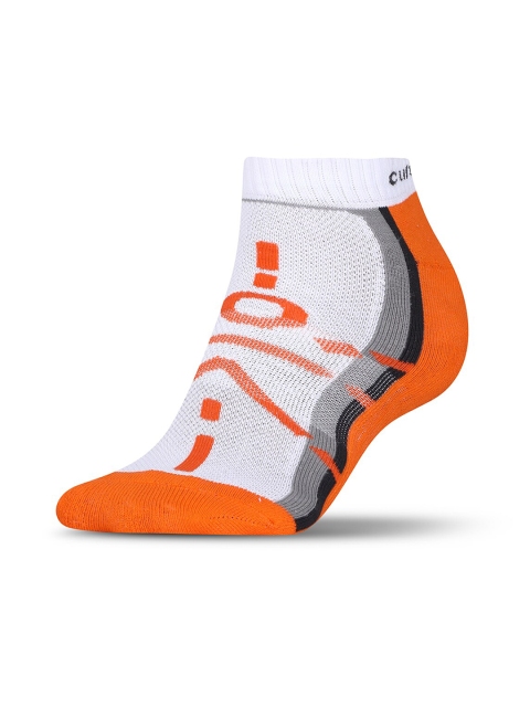 Cultsport Unisex Orange & Grey Patterned Anti-Microbial Ankle-Length Socks