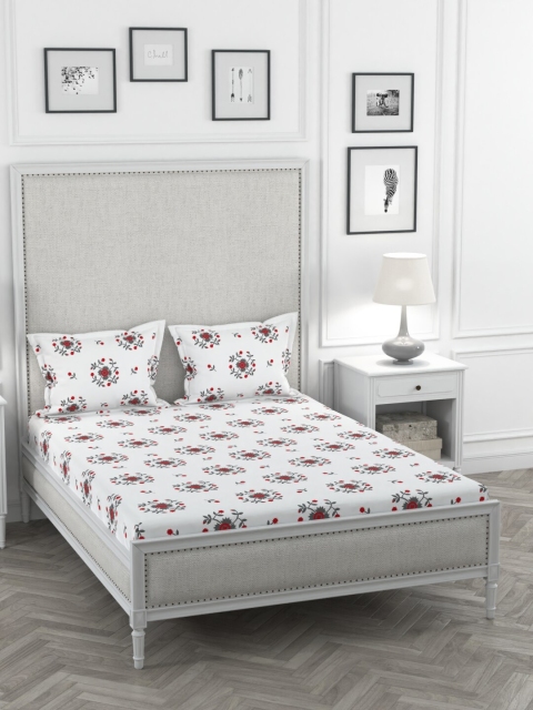 AMOUVE White & Red Floral 300 TC Egyptian Cotton King Bedsheet with 2 Pillow Covers
AMOUVE White & Red Floral 300 TC Egyptian Cotton King Bedsheet with 2 Pillow Covers