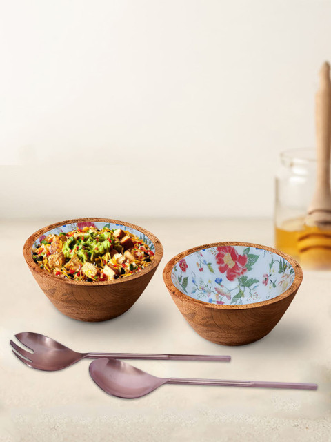 nestroots Set Of 4 Brown & Blue Enamel Printed Wooden Bowls With Stainless Steel Servers
nestroots Set Of 4 Brown & Blue Enamel Printed Wooden Bowls With Stainless Steel Servers