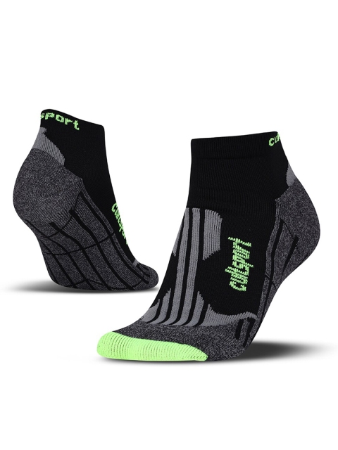 Cultsport Unisex Black & Grey Patterned Ankle-Length Socks