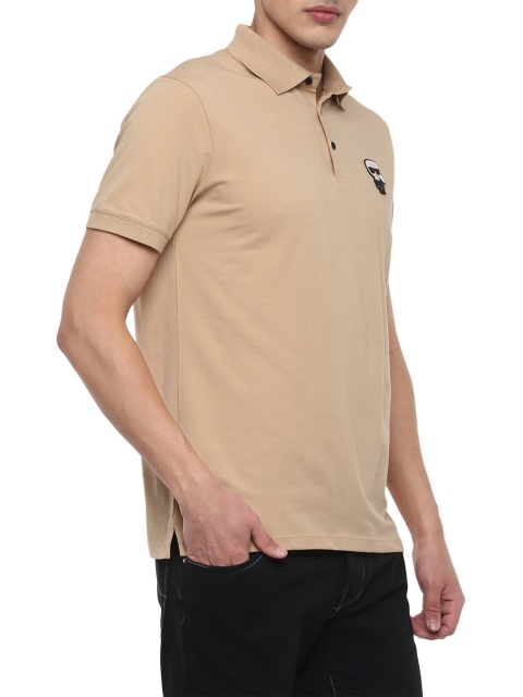 LAGERFELD Men Beige Polo Collar T-shirt