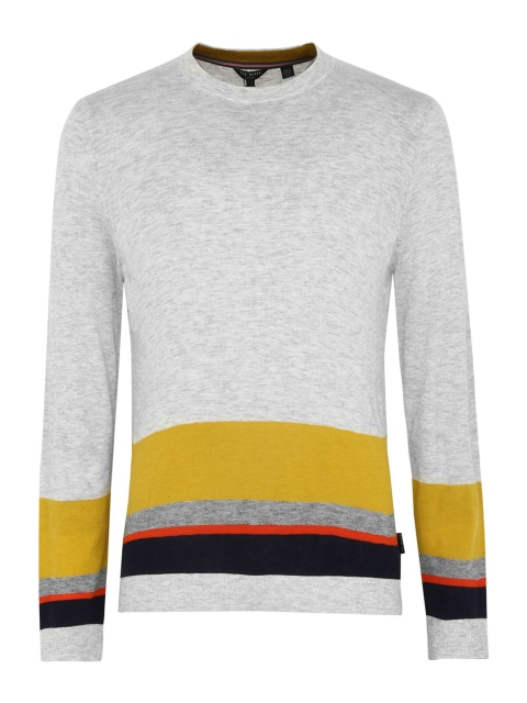 Ted Baker Men Grey & Yellow Colourblocked Pullover