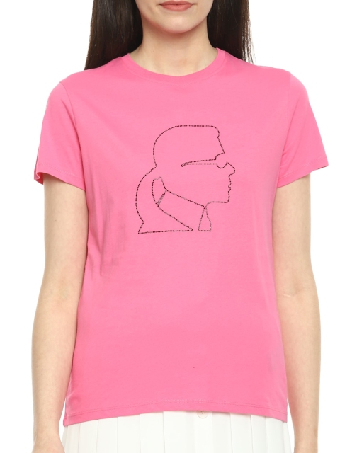 Karl Lagerfeld Women Pink Regular Top