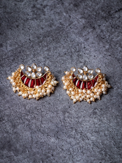 MORKANTH JEWELLERY Maroon Contemporary Chandbalis Earrings