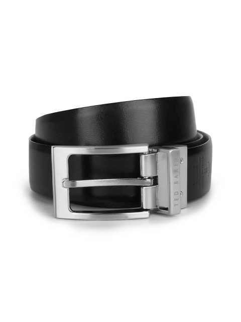 Ted Baker Men Brown Leather Reversible Belt With Silver Buckle