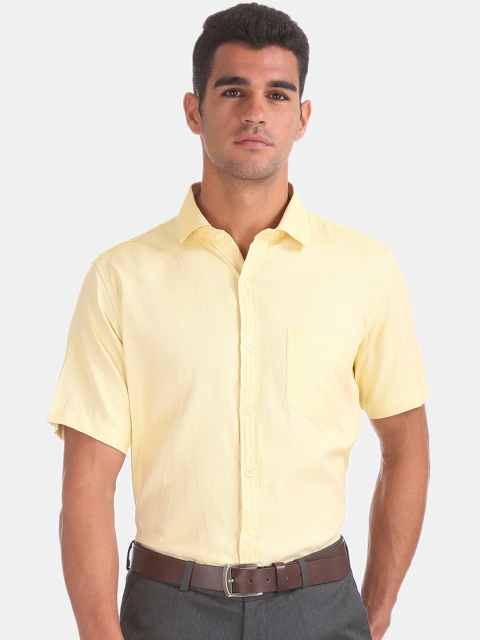 Excalibur Men Yellow Printed Formal Shirt