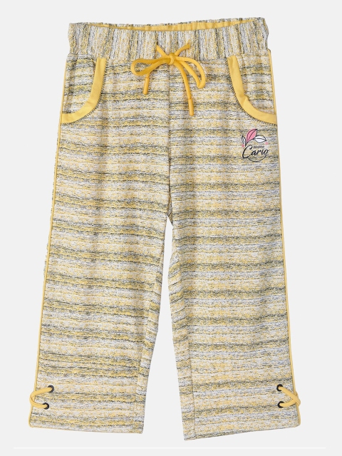 Monte Carlo Girls Yellow & White Mid RisePrinted Capris