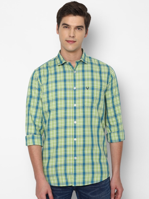 Allen Solly Men Green Slim Fit Tartan Checks Checked Pure Cotton Casual Shirt