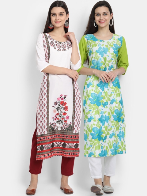 Ethnic basket Women Pack of 2 Floral Digital Printed Crepe Straight Kurta, Off white
Ethnic basket Women Pack of 2 Floral Digital Printed Crepe Straight Kurta, Off white