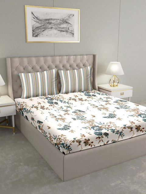 BELLA CASA White & Green Floral 180 TC Cotton King Bedsheet with 2 Pillow Covers
BELLA CASA White & Green Floral 180 TC Cotton King Bedsheet with 2 Pillow Covers