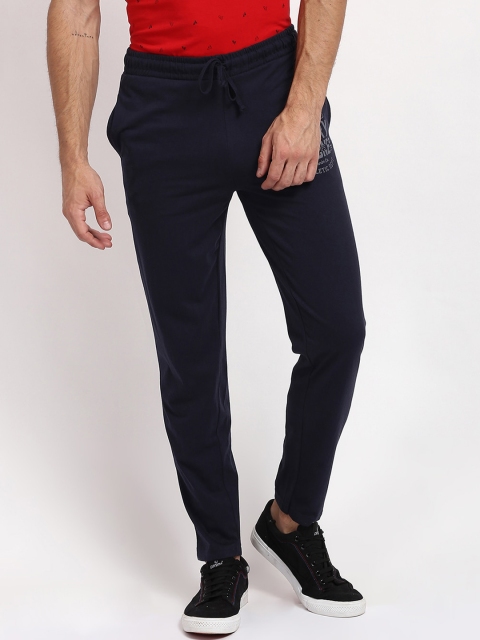 V2 Value & Variety Men Navy Blue Solid Cotton Tracks Pants