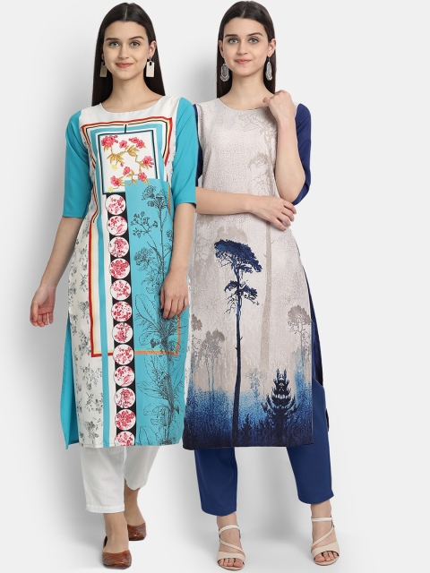 Ethnic basket Women Pack of 2 Multicoloured Floral Digital Printed Crepe Kurta, Multi
Ethnic basket Women Pack of 2 Multicoloured Floral Digital Printed Crepe Kurta, Multi
