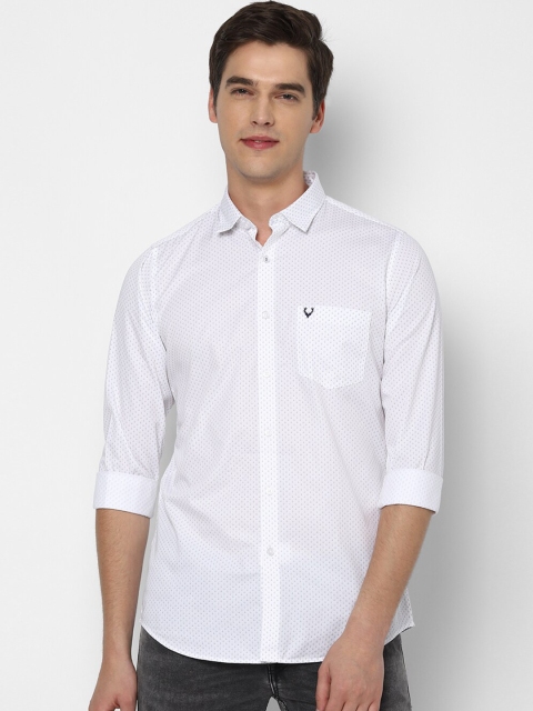 Allen Solly Men White Slim Fit Micro Ditsy Printed Pure Cotton Casual Shirt