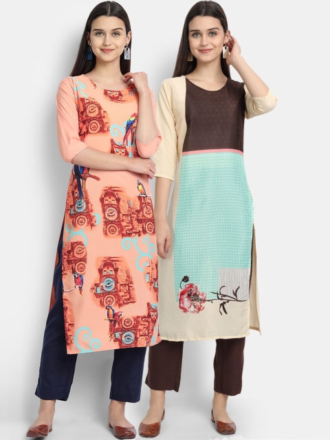 Ethnic basket Women Multi Embroidered Crepe Kurta