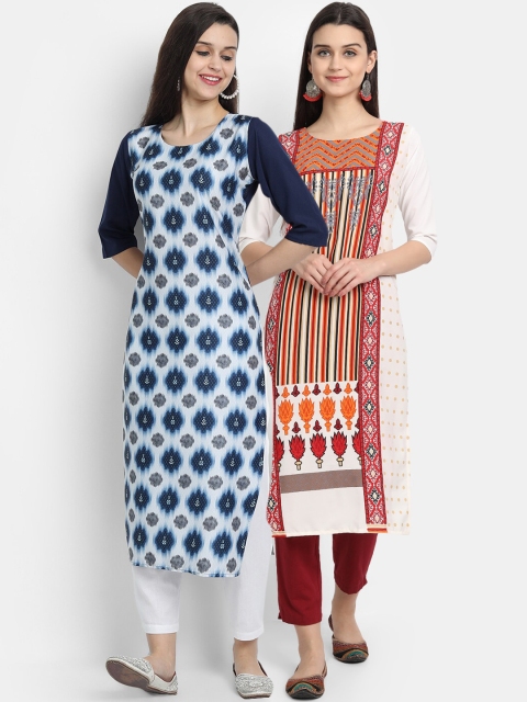 Ethnic basket Women Pack of 2 Straight Kurtas, Multi