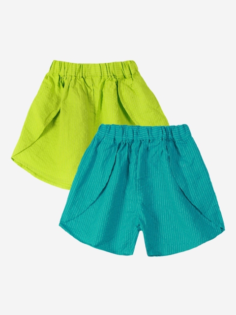 Chipbeys Girls Pack of 2 Assorted Mid-Rise Regular Shorts