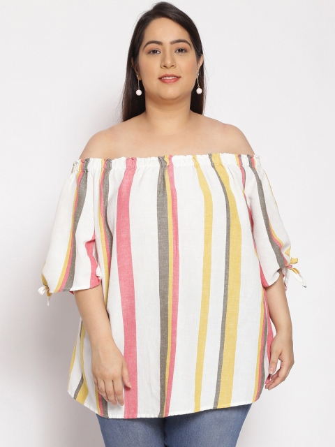 Oxolloxo Women Multicoloured Striped Off-Shoulder Plus Size Pure Cotton Bardot Top, Multi
Oxolloxo Women Multicoloured Striped Off-Shoulder Plus Size Pure Cotton Bardot Top, Multi