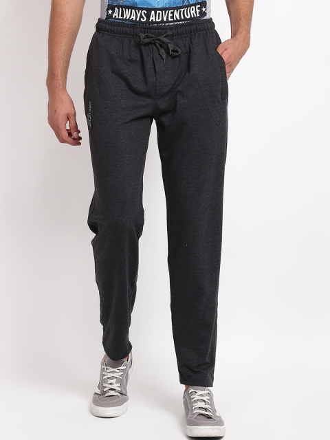 V2 Value & Variety Men Charcoal Grey Solid Cotton Track Pants