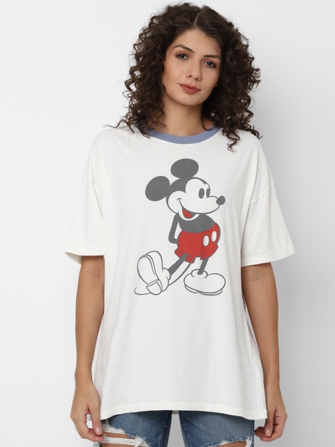 AMERICAN EAGLE OUTFITTERS Women White Mickey Mouse Printed Drop-Shoulder Sleeves Pure Cotton T-shirt
AMERICAN EAGLE OUTFITTERS Women White Mickey Mouse Printed Drop-Shoulder Sleeves Pure Cotton T-shirt