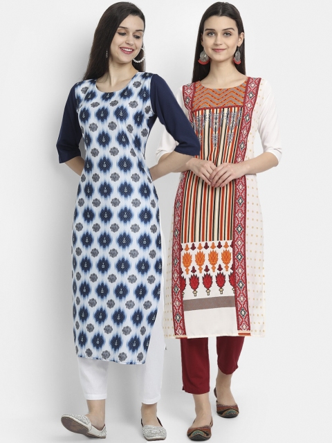 Ethnic basket Women Pack Of 2 Blue & Peach-Coloured Ethnic Motifs Printed Crepe Kurtas
Ethnic basket Women Pack Of 2 Blue & Peach-Coloured Ethnic Motifs Printed Crepe Kurtas