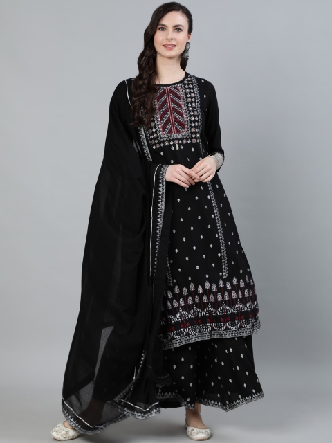 Ishin DESIGNER STUDIO Women Black Floral Embroidered Sequinned Kurti with Palazzos & With Dupatta
Ishin DESIGNER STUDIO Women Black Floral Embroidered Sequinned Kurti with Palazzos & With Dupatta