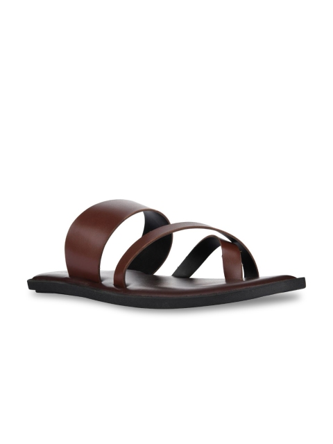 SKO Men Brown Ethnic Leather Comfort Sandals