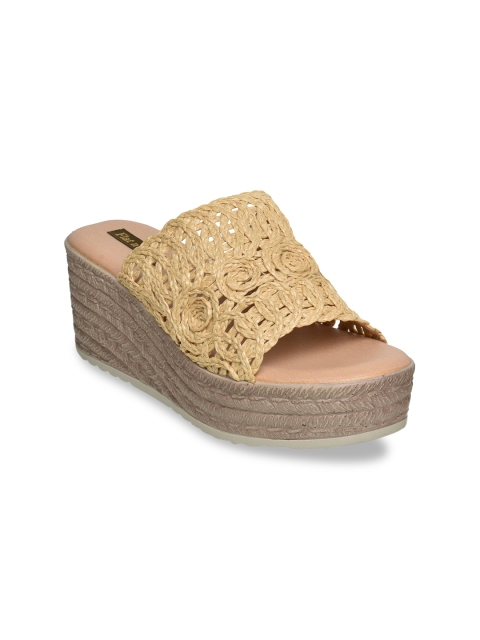 Flat n Heels Beige Wedge Mules