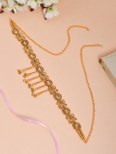 Silvermerc Designs Gold-Toned & Beige Stone-Studded Kamarbandh