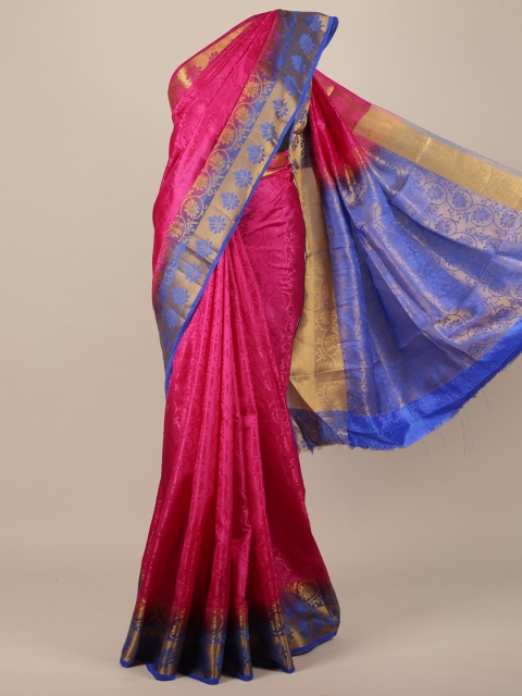 Pothys Magenta & Blue Woven Design Zari Jute Silk Saree