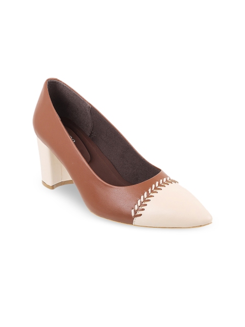 Metro Brown & Cream-Coloured Colourblocked Stiletto Pumps