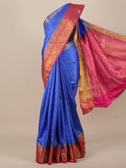 Pothys Blue & Pink Woven Design Zari Jute Silk Saree
