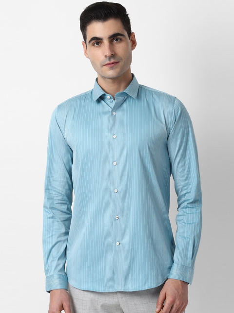 Louis Philippe Sport Men Blue Slim Fit Striped Formal Shirt